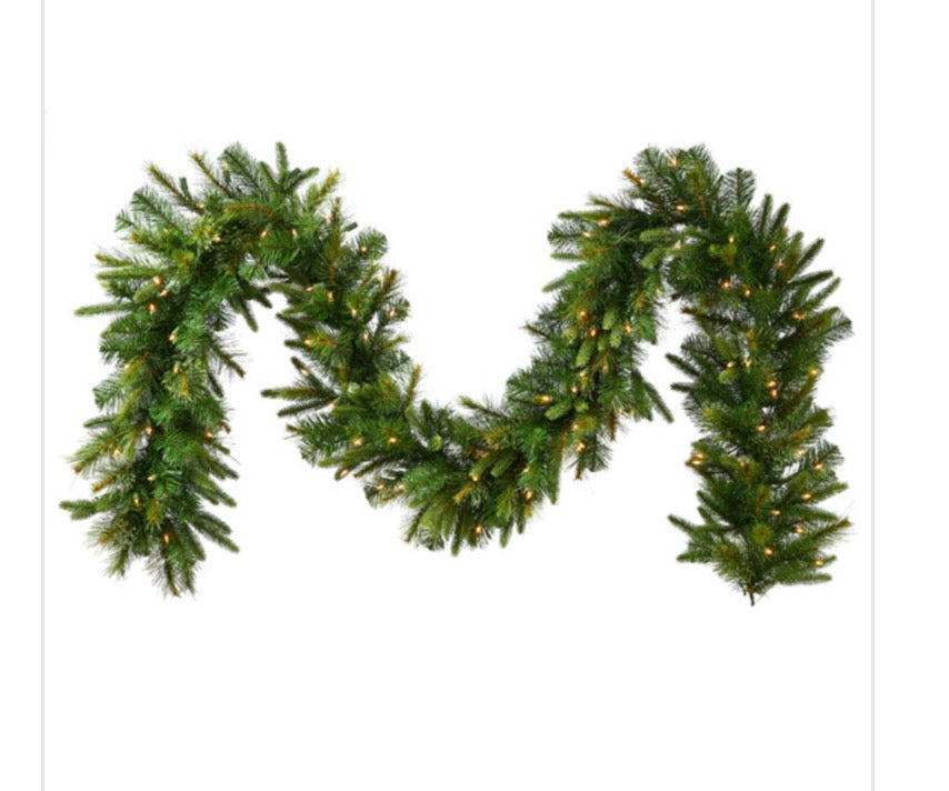 50´ CASHMERE ARTIFICIAL CHRISTMAS GARLAND, WARM WHITE DURA-LIT LED LIGTHS