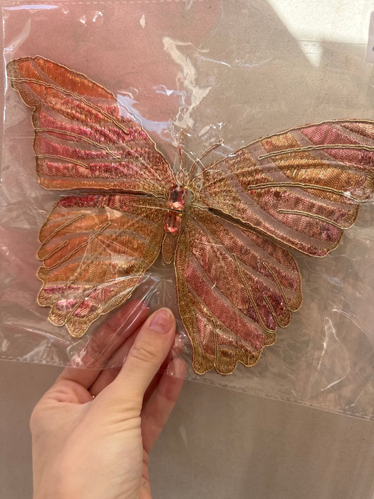 9.5" Burnt out velvet butterfly clip