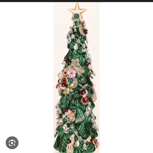 13.5" Jeweled xmas tree grn