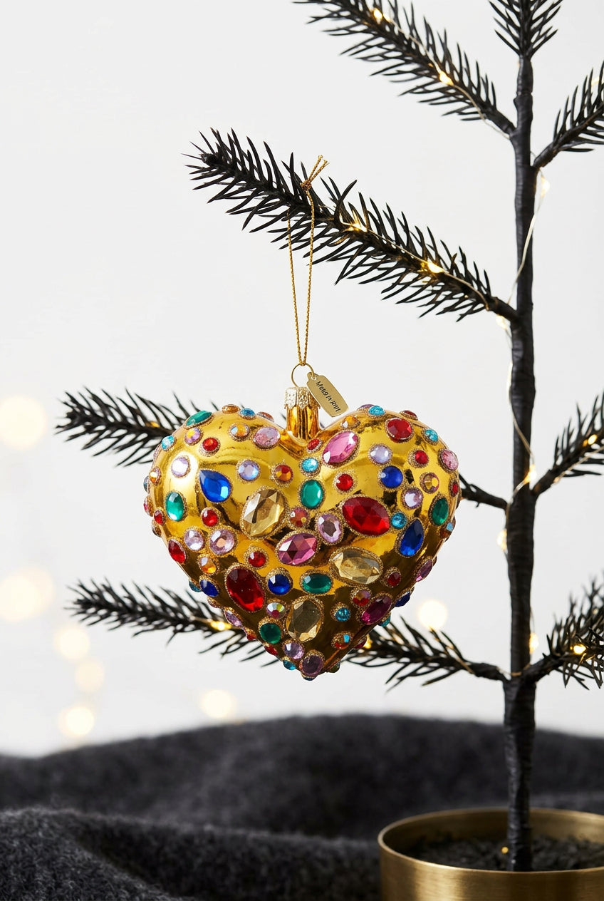 Glittering magpie heart gold
