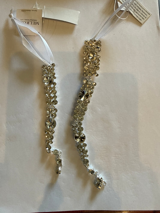 Jewel Icicle Ornaments (Set of 2) 8"H, 9.75"H Metal