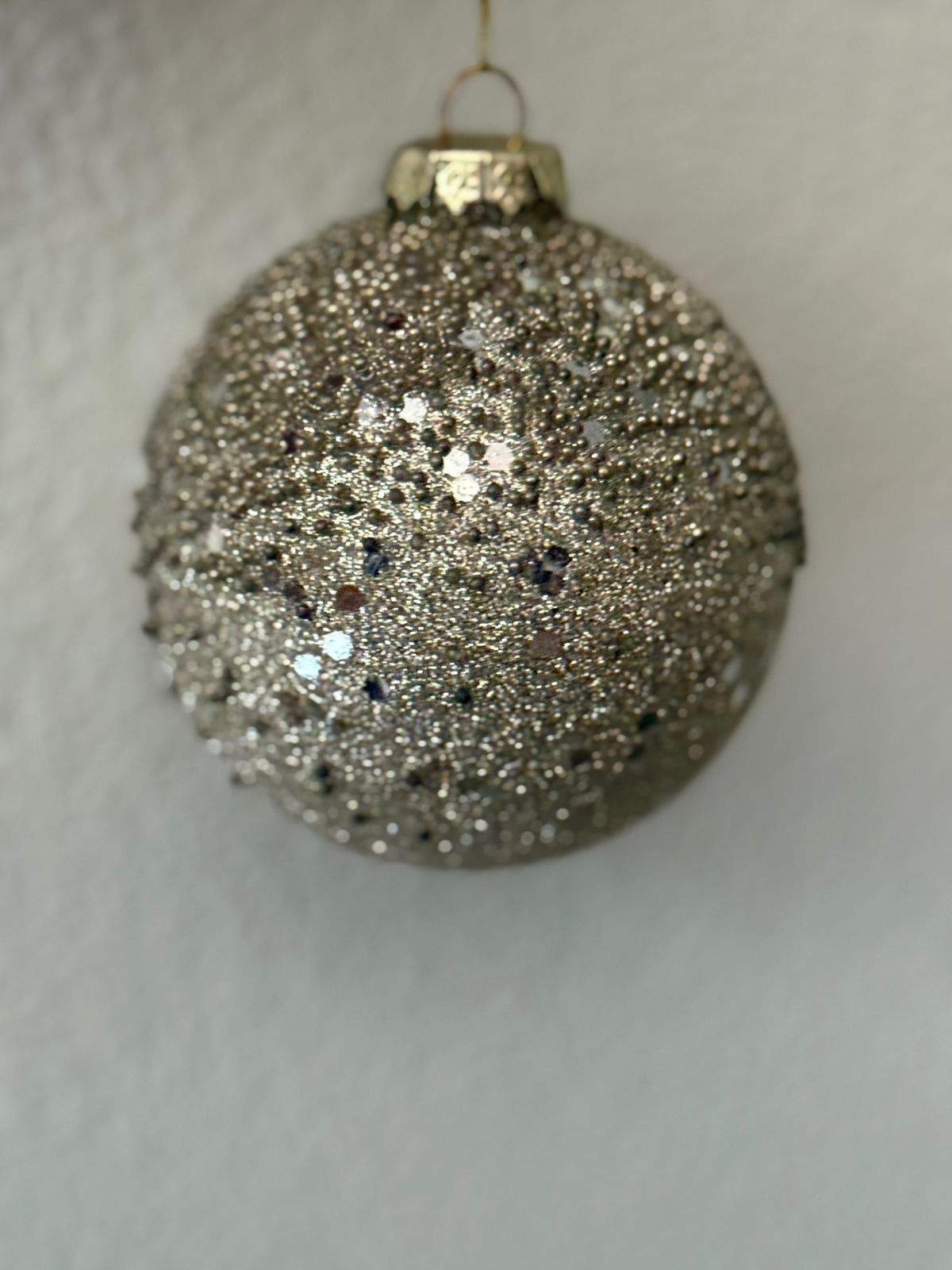 Silver beaded glass  orn 3.25
