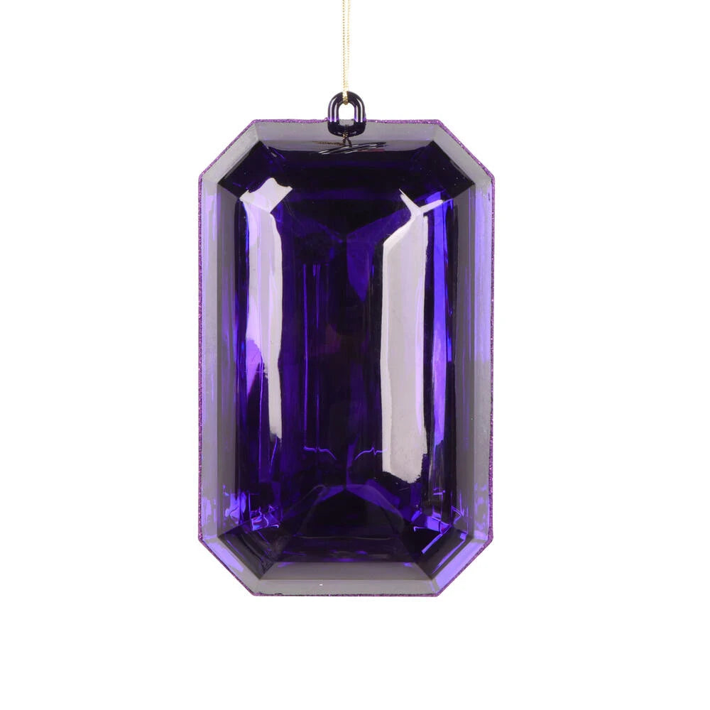 8" PURPLE RECTANGLE JEWEL GLITTER ORN