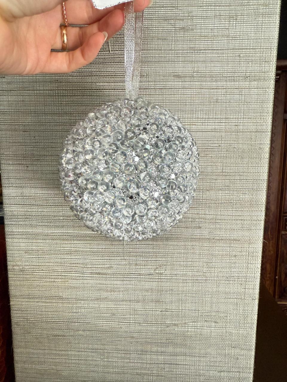 4.3" Glittered beaded ball orn