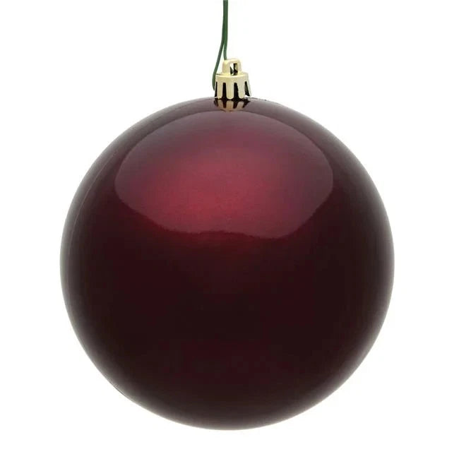 8" BURGUNDY CANDY BALL ORN