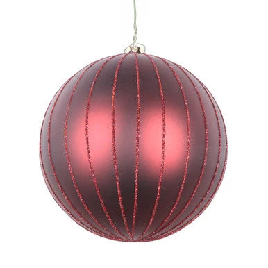 5" BURGUNDY MATTE GLITTER BALL CHRISTMAS